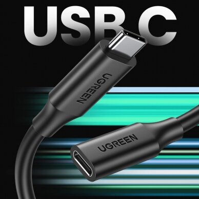 Ugreen cable extension adapter USB C (male) - USB C (female) 100W 10Gb/s 1m Juodas 1
