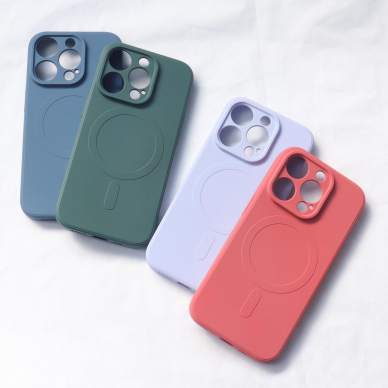 Telefono Dėklas MagSafe Compatible Silicone Case for iPhone 15 Silicone Case - Tamsiai Violetinis KOW068 1