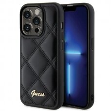 Dėklas Guess GUHCP15LPSQSQSK iPhone 15 Pro 6.1" Juodas hardcase Quilted Metal Logo