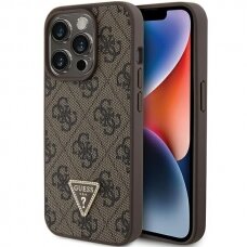 Telefono Dėklas Guess Leather 4G Triangle Strass case for iPhone 15 Pro Max Rudas KOW068