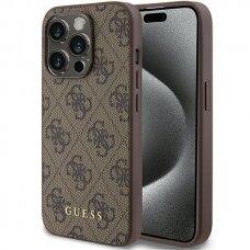 Telefono Dėklas Guess 4G Metal Gold Logo case for iPhone 15 Pro Rudas KOW068