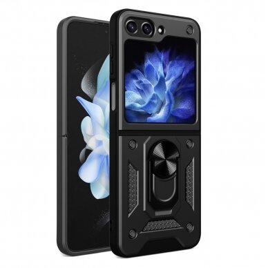 Telefono Dėklas Hybrid Armor Camshield Case for Z Flip 5 5G with Camera Protector Juodas KOW068