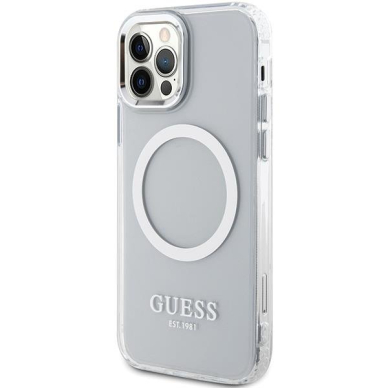 Telefono Dėklas iPhone 12/12 Pro - Guess Silicone TPU with MagSafe Skaidrus KOW068 1