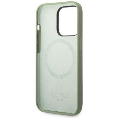 Telefono Dėklas iPhone 14 Pro Max - Guess TPU Silicone Matinis Žalias KOW068 6