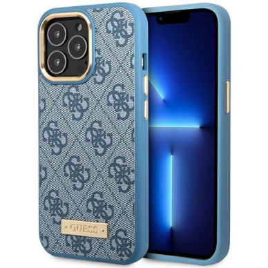 Telefono Dėklas iPhone 14 Pro Max - Guess Eco leather TPU Mėlynas KOW068