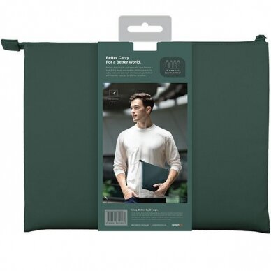 Universalus Dėklas UNIQ Lyon Sleeve 14" forest green Waterproof RPET Žalias  3