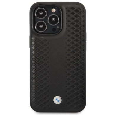 Telefono Dėklas Case BMW iPhone 14 Pro 6.1" Leather Diamond Pattern Juodas KOW068 2