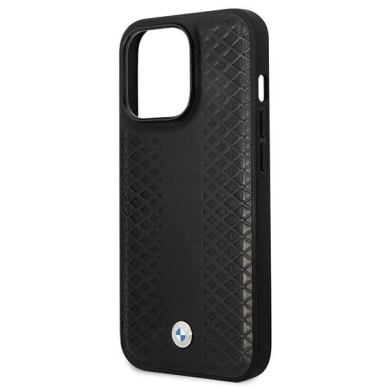 Telefono Dėklas Case BMW iPhone 14 Pro 6.1" Leather Diamond Pattern Juodas KOW068 5