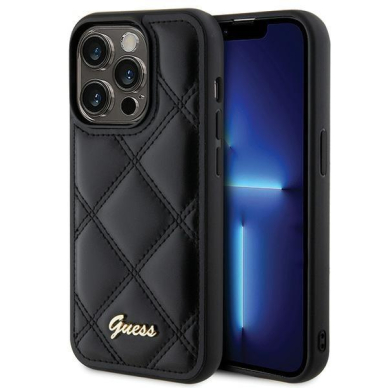 Dėklas Guess GUHCP15LPSQSQSK iPhone 15 Pro 6.1" Juodas hardcase Quilted Metal Logo