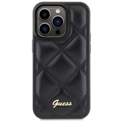 Dėklas Guess GUHCP15LPSQSQSK iPhone 15 Pro 6.1" Juodas hardcase Quilted Metal Logo 2