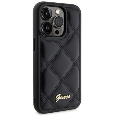 Dėklas Guess GUHCP15LPSQSQSK iPhone 15 Pro 6.1" Juodas hardcase Quilted Metal Logo 3