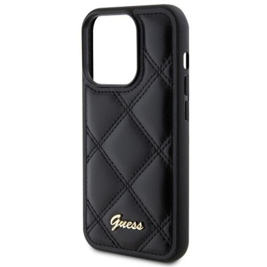 Dėklas Guess GUHCP15LPSQSQSK iPhone 15 Pro 6.1" Juodas hardcase Quilted Metal Logo 5