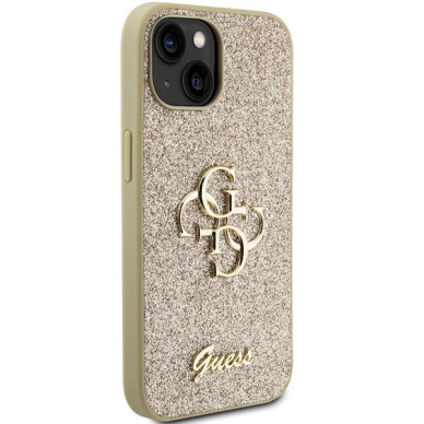 Dėklas Guess GUHCP15MHG4SGD iPhone 15 Plus 6.7" Auksinis hardcase Glitter Script Big 4G 3