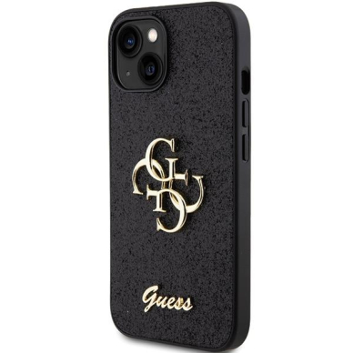 Dėklas Guess GUHCP15MHG4SGK iPhone 15 Plus 6.7" Juodas hardcase Glitter Script Big 4G 1