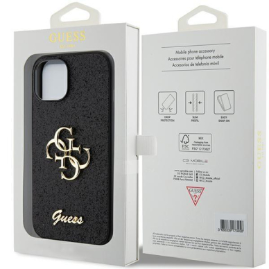 Dėklas Guess GUHCP15MHG4SGK iPhone 15 Plus 6.7" Juodas hardcase Glitter Script Big 4G 7