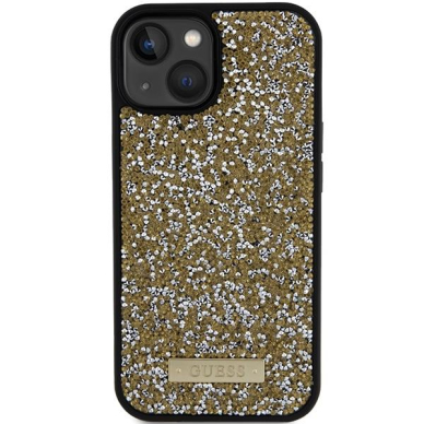 Dėklas Guess GUHCP15SPFGSBSD iPhone 15 6.1" Geltonas hardcase Rhinestone Metal Logo 2