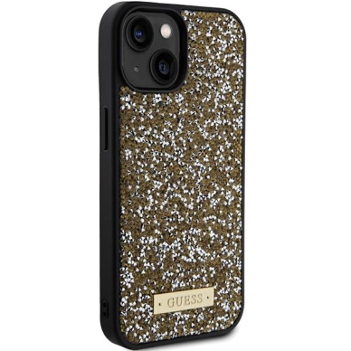 Dėklas Guess GUHCP15SPFGSBSD iPhone 15 6.1" Geltonas hardcase Rhinestone Metal Logo 3