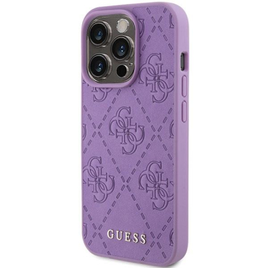 Dėklas Guess GUHCP15XP4EPMU iPhone 15 Pro Max 6.7" Violetinis hardcase Leather 4G Stamped 1