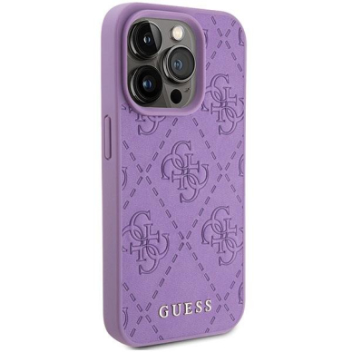 Dėklas Guess GUHCP15XP4EPMU iPhone 15 Pro Max 6.7" Violetinis hardcase Leather 4G Stamped 3