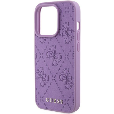 Dėklas Guess GUHCP15XP4EPMU iPhone 15 Pro Max 6.7" Violetinis hardcase Leather 4G Stamped 5