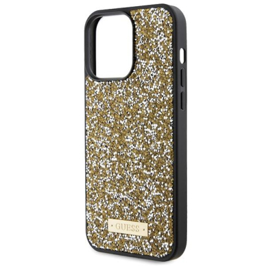 Dėklas Guess GUHCP15XPFGSBSD iPhone 15 Pro Max 6.7" Geltonas hardcase Rhinestone Metal Logo 5