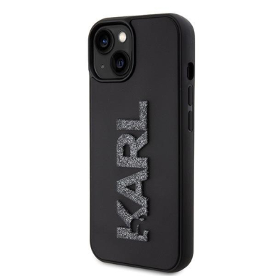 Dėklas Karl Lagerfeld 3D Rubber Glitter Logo case for iPhone 15 - Juodas 1