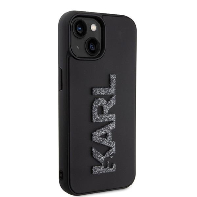 Dėklas Karl Lagerfeld 3D Rubber Glitter Logo case for iPhone 15 - Juodas 3