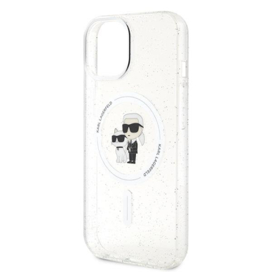 Dėklas Karl Lagerfeld Karl&Choupette Glitter MagSafe case for iPhone 15 Plus Permatomas 5