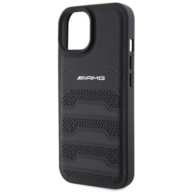 Telefono Dėklas Etui AMG Leather Debossed Lines do iPhone 15 Plus Juodas KOW068 5