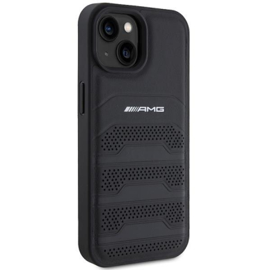 Telefono Dėklas Etui AMG Leather Debossed Lines do iPhone 15 Juodas KOW068 3