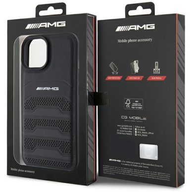 Telefono Dėklas Etui AMG Leather Debossed Lines do iPhone 15 Juodas KOW068 7