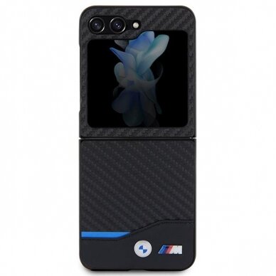 Telefono Dėklas Etui BMW Leather Carbon do Samsung Galaxy Z Flip 5 Juodas KOW068 1