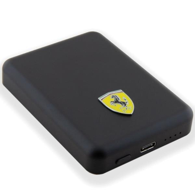 Išorinė Baterija Powerbank Ferrari Metal Logo MagSafe 15W 5000mAh - Juodas 3