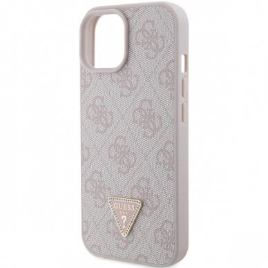 Telefono Dėklas Guess Leather 4G Triangle Strass case for iPhone 15 Šviesiai Rožinis KOW068 5