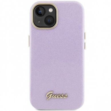 Telefono Dėklas Guess Glitter Glossy Script case for iPhone 15 Pilkas/Violetinis KOW068 2