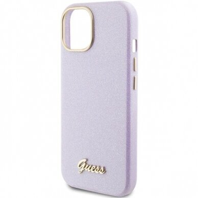 Telefono Dėklas Guess Glitter Glossy Script case for iPhone 15 Pilkas/Violetinis KOW068 5