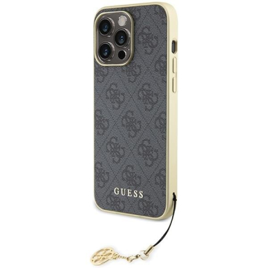 Telefono Dėklas Guess 4G Charms Collection case for iPhone 15 Pro Max Pilkas-Auksinis KOW068 1