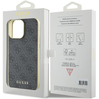 Telefono Dėklas Guess 4G Charms Collection case for iPhone 15 Pro Max Pilkas-Auksinis KOW068 7