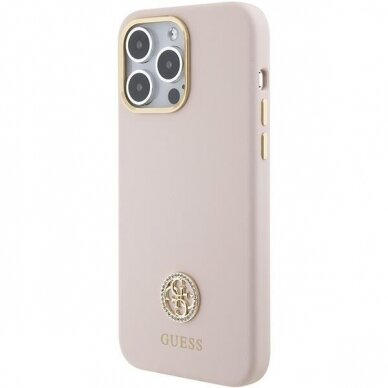 Telefono Dėklas Guess Silicone Logo Strass 4G case for iPhone 15 Pro Max Rožinis KOW068 1