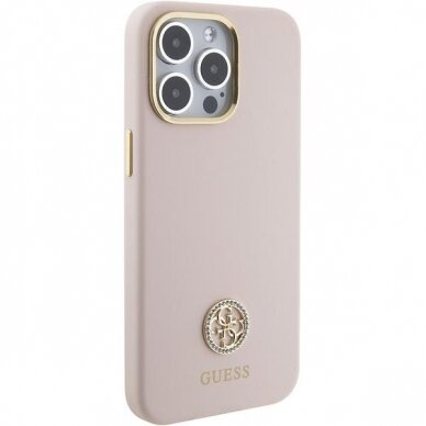 Telefono Dėklas Guess Silicone Logo Strass 4G case for iPhone 15 Pro Max Rožinis KOW068 3