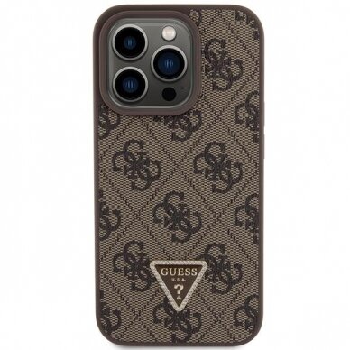 Telefono Dėklas Guess Leather 4G Triangle Strass case for iPhone 15 Pro Max Rudas KOW068 2