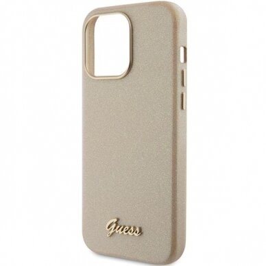 Telefono Dėklas Guess Glitter Glossy Script case for iPhone 15 Pro Max Auksinis KOW068 5