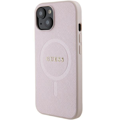 Telefono Dėklas Guess Saffiano MagSafe case for iPhone 15 Plus Rožinis KOW068 1