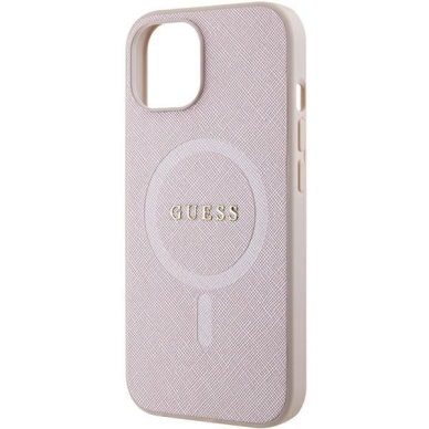 Telefono Dėklas Guess Saffiano MagSafe case for iPhone 15 Plus Rožinis KOW068 4