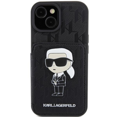 Telefono Dėklas Karl Lagerfeld Saffiano Cardslots and Stand Monogram Ikonik Patch iPhone 15 Juodas KOW068 2