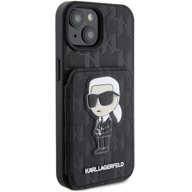 Telefono Dėklas Karl Lagerfeld Saffiano Cardslots and Stand Monogram Ikonik Patch iPhone 15 Juodas KOW068 3