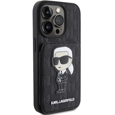 Telefono Dėklas Karl Lagerfeld Saffiano Cardslots and Stand Monogram Ikonik Patch iPhone 15 Pro Max Juodas KOW068 3