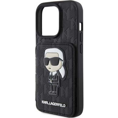 Telefono Dėklas Karl Lagerfeld Saffiano Cardslots and Stand Monogram Ikonik Patch iPhone 15 Pro Max Juodas KOW068 5