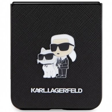 Dėklas Karl Lagerfeld KLHCZF5SAKCNPK Samsung Galaxy Z Flip5 F731 hardcase Saffiano Karl&Choupette Pin - Juodas 4