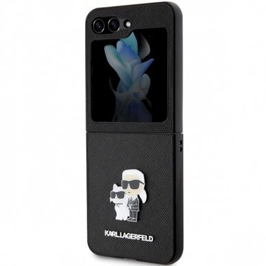 Dėklas Karl Lagerfeld KLHCZF5SAKCNPK Samsung Galaxy Z Flip5 F731 hardcase Saffiano Karl&Choupette Pin - Juodas 5